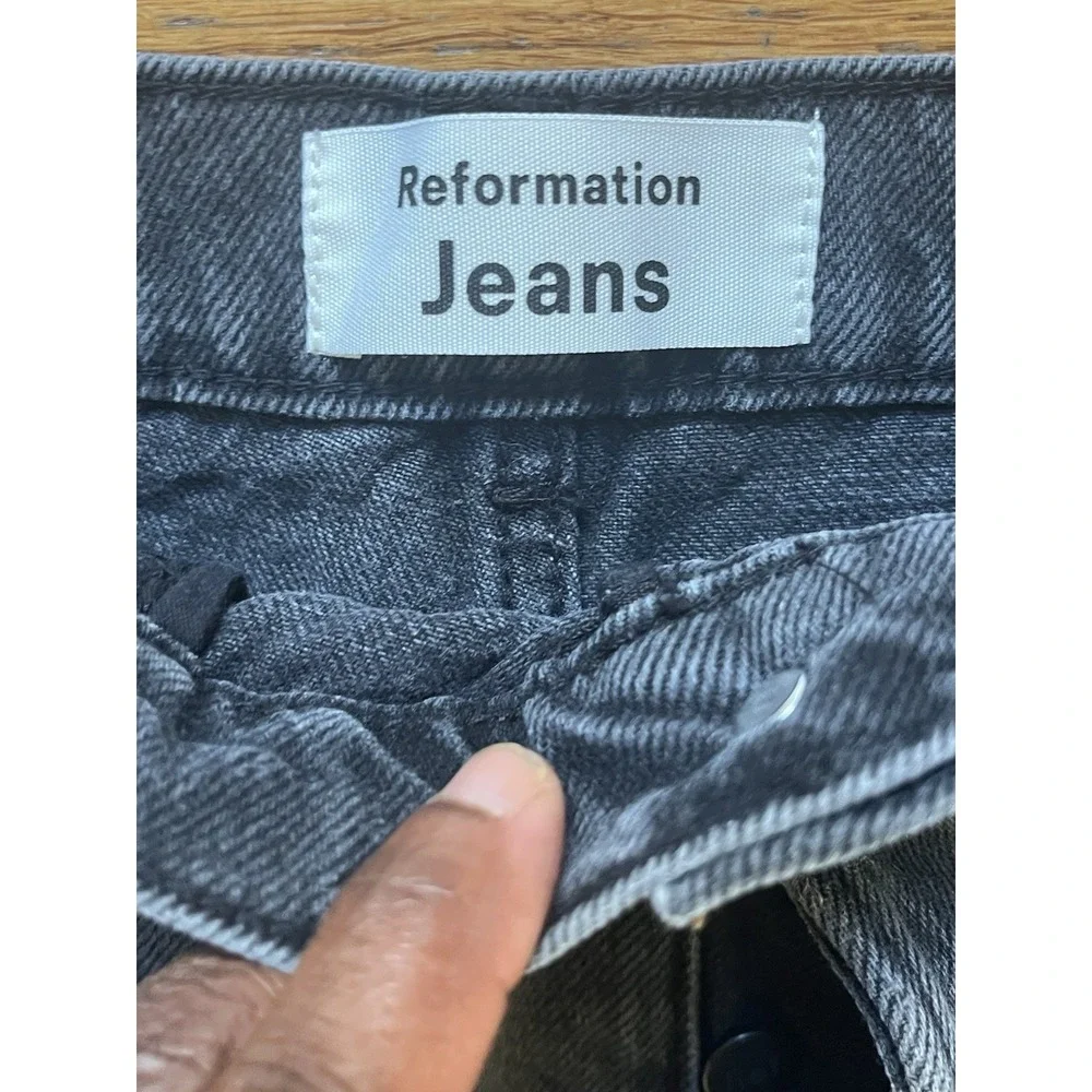 Reformation Dixie High Rise Jean Short Womens Size 27 Black Denim Cut Off Frayed